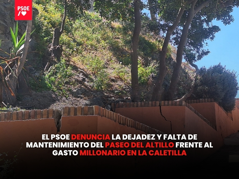 El PSOE denuncia la dejadez y falta de mantenimiento del Paseo del Altillo frente al gasto millonario en La Caletilla