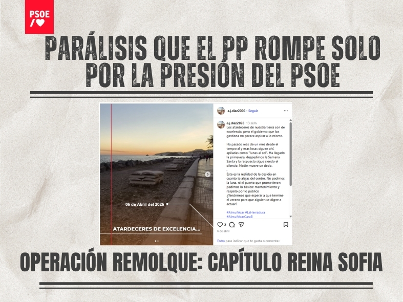 El PSOE celebra la reparación del paseo Reina Sofía, cuatro meses después del tren de borrascas que lo dañó