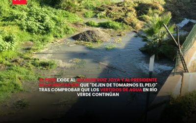 El PSOE exige al alcalde Ruiz Joya y al presidente de la Diputación que «dejen de tomarnos el pelo» tras comprobar que los vertidos de agua en Río Verde continúan