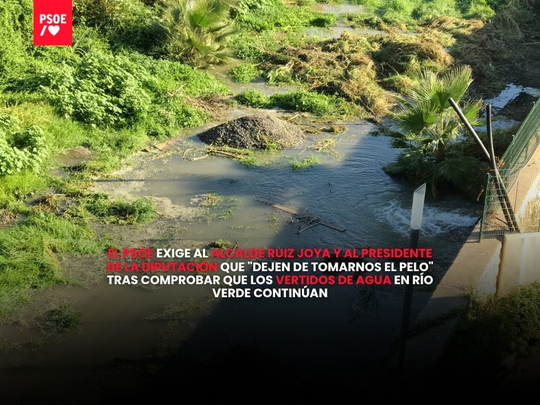 El PSOE exige al alcalde Ruiz Joya y al presidente de la Diputación que «dejen de tomarnos el pelo» tras comprobar que los vertidos de agua en Río Verde continúan